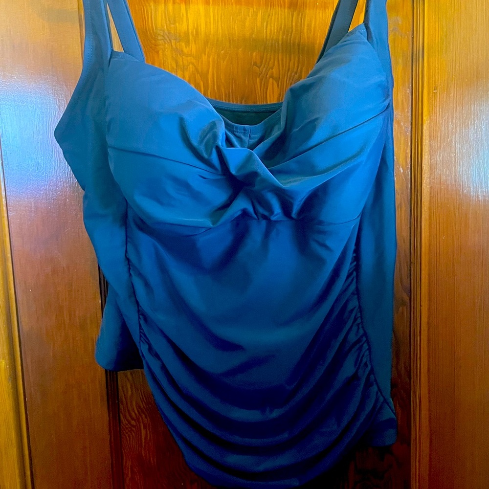 Anthem+ Navy Blue swim top, retro style, lined